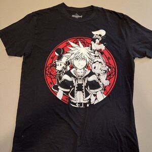 Disney Kingdom Hearts Black Cotton Anime-Style T-Shirt Womens Size Long